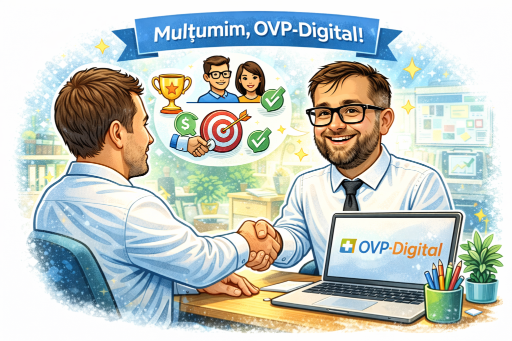 Partener mulțumind OVP-Digital pentru realizare website și colaborare reușită